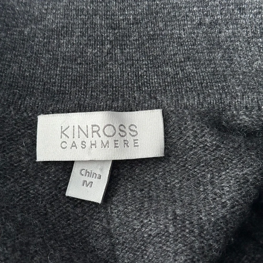 Kinross Cashmere Cardigan Sweater Womens Medium Gray Button Front Blazer Jacket